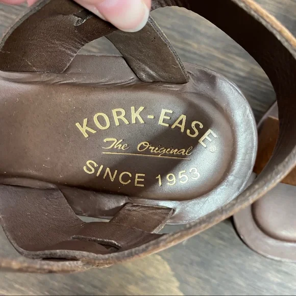 Kork-Ease brown leather platform wedge sandal 9 - Picture 12 of 12